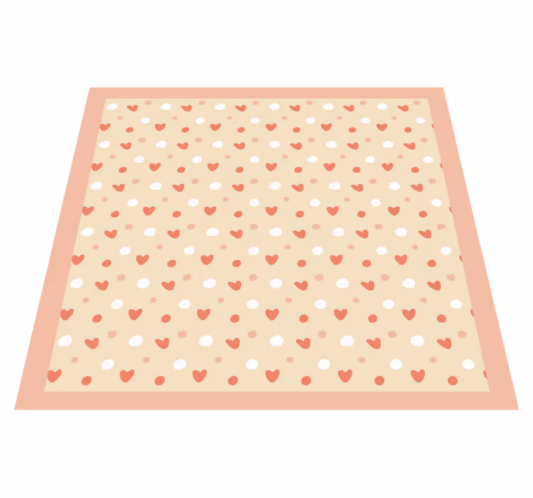 Alfombra vinílica bebé decoración con patrón de corazón - TenVinilo