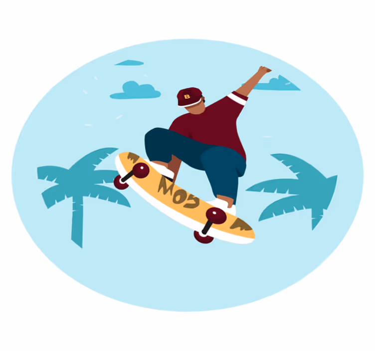 Alfombra vinílica juvenil ilustración de skate - TenVinilo