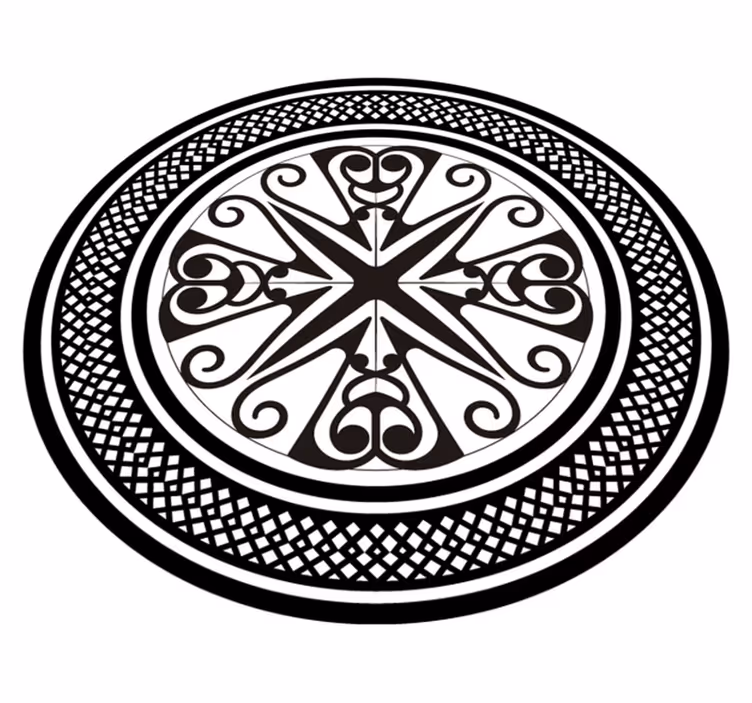 Alfombra vinílica geométrica inlay de remolinos circulares - TenVinilo