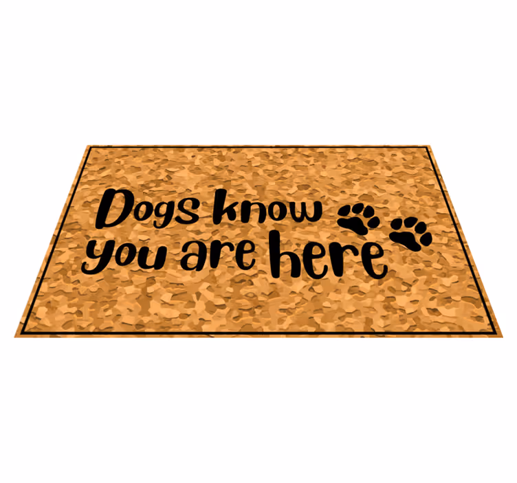 Alfombra vinílica frase bienvenidos perros visitantes - TenVinilo