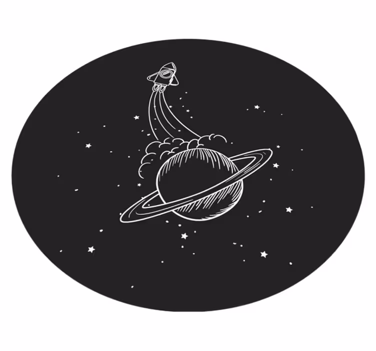 Alfombra vinílica de estrellas cohete en órbita - TenVinilo