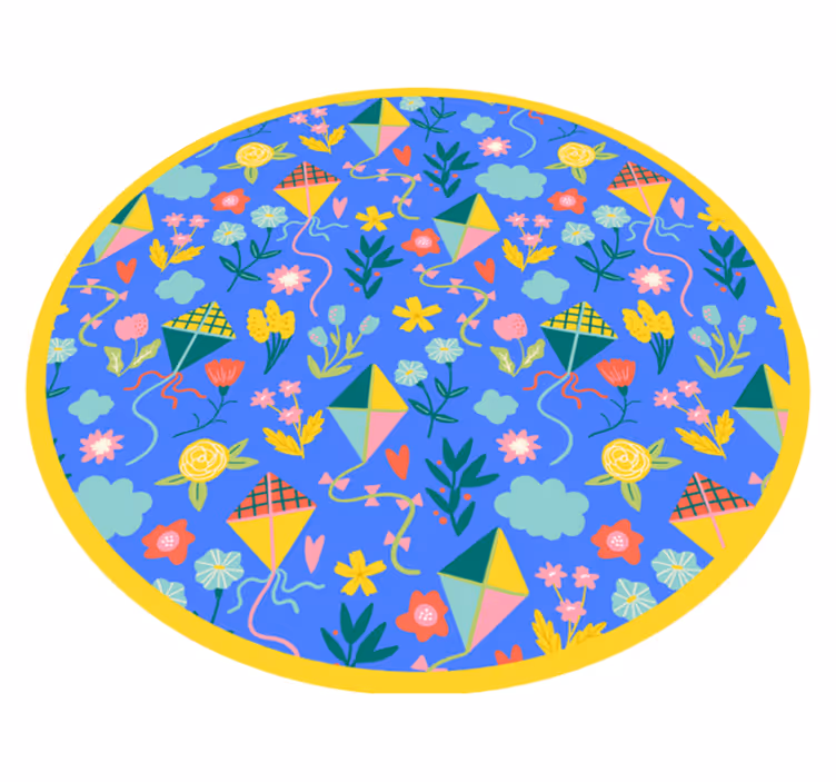Alfombra vinílica flores motivo de cometa floral - TenVinilo