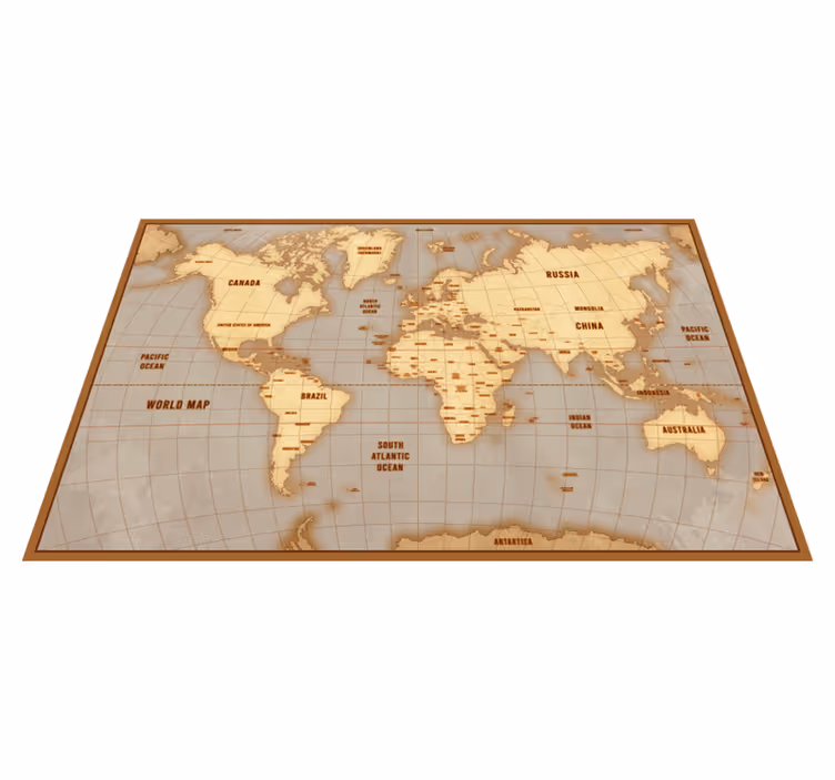 Alfombra de vinilo mapamundi Tarjeta escolar - planisphÈre - TenVinilo