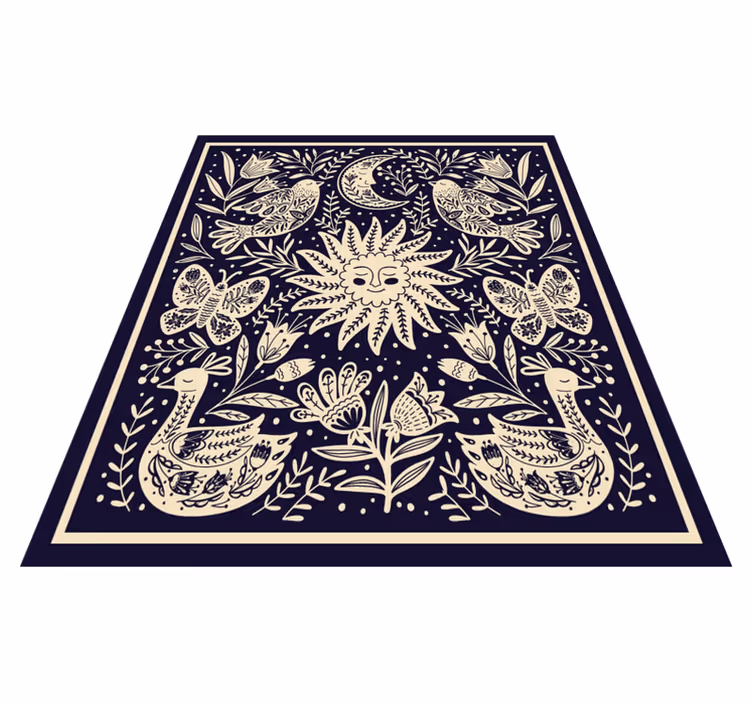 Alfombra vinílica dormitorio armonía folclórica celestial - TenVinilo