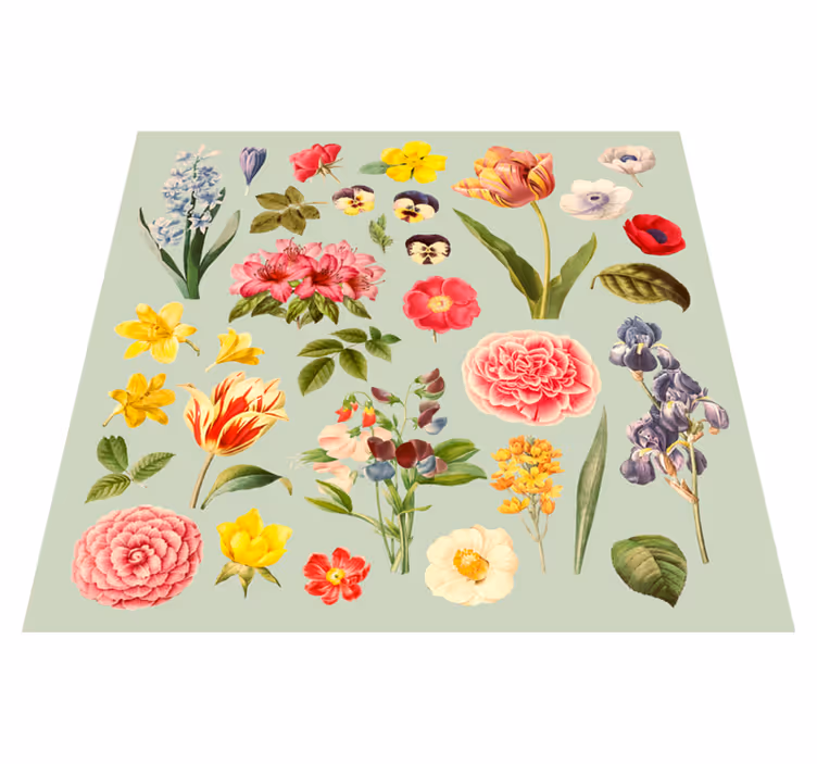 Alfombra vinilo cuadrada Surtido de peonías y flores - TenVinilo