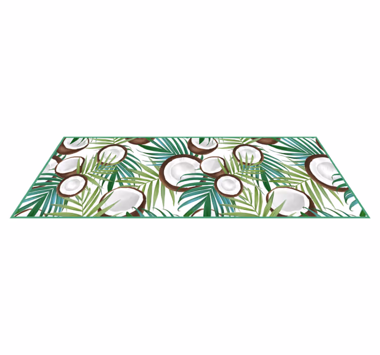 Alfombra vinílica cocina patrón de hoja de coco - TenVinilo