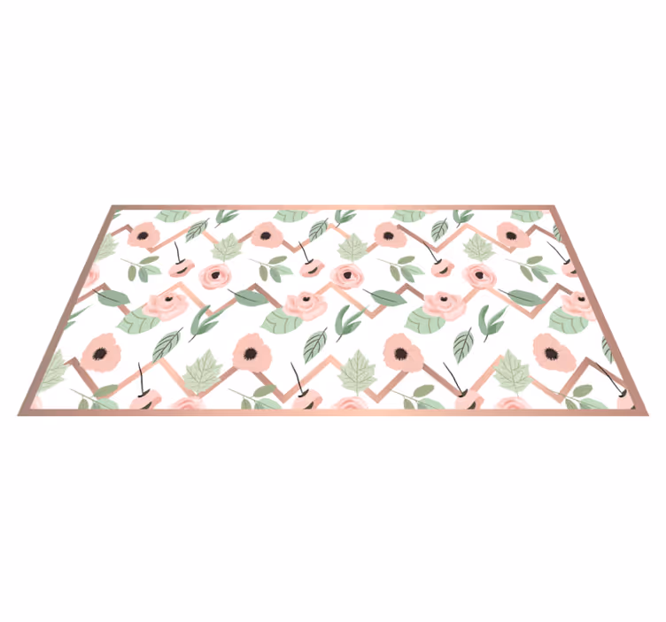 Alfombra vinilo cocina Zig zaks florales - TenVinilo