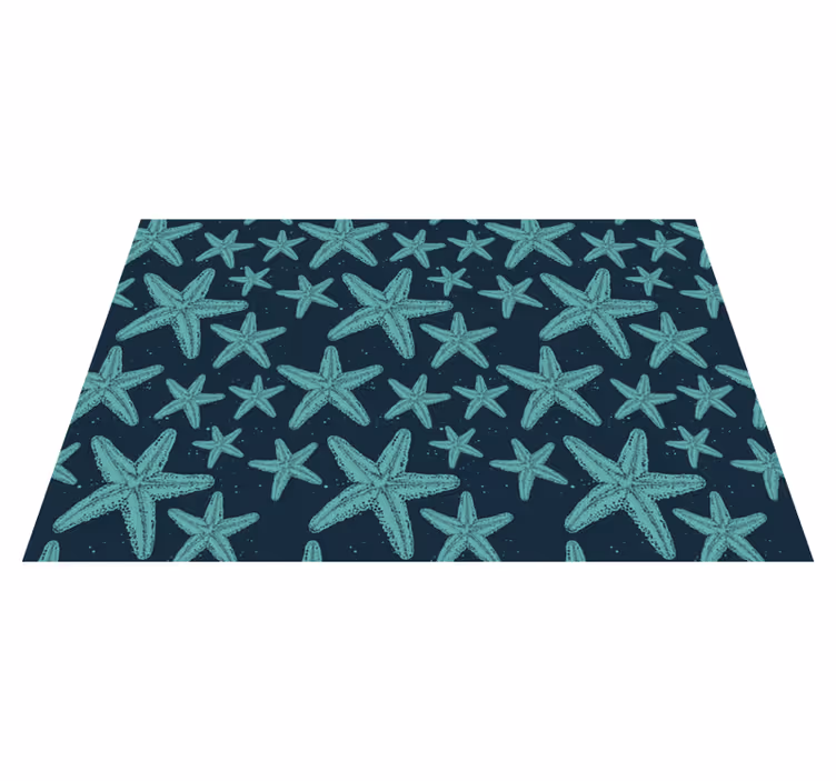 Alfombra vinílica baño estrellas de mar azules - TenVinilo