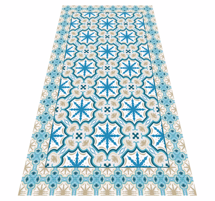 Alfombra vinílica hidráulica estampado botánico azul - TenVinilo