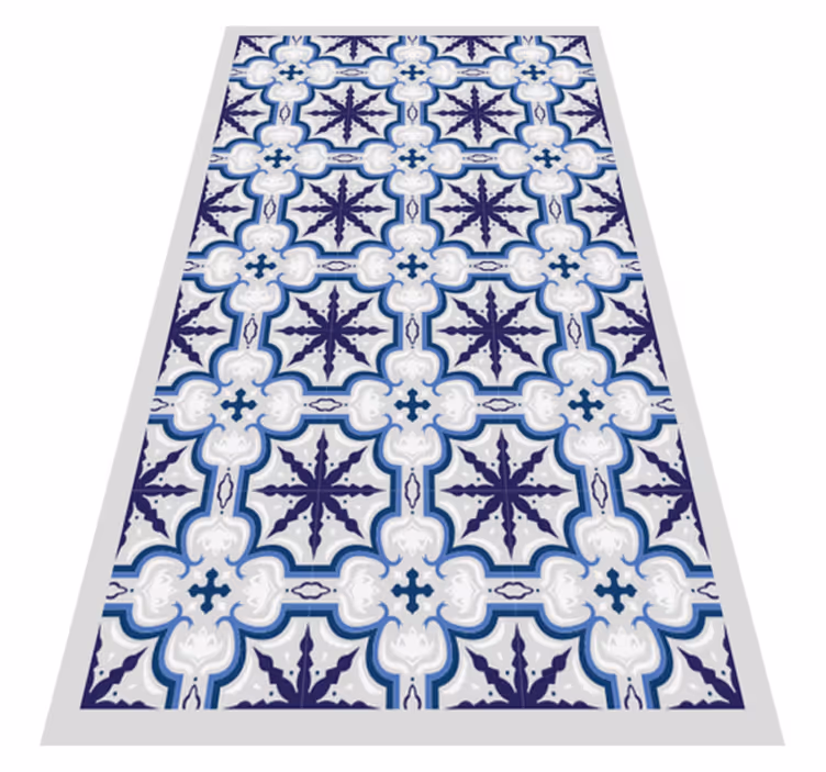 Alfombra vinílica hidráulica patrón azul intrincado - TenVinilo