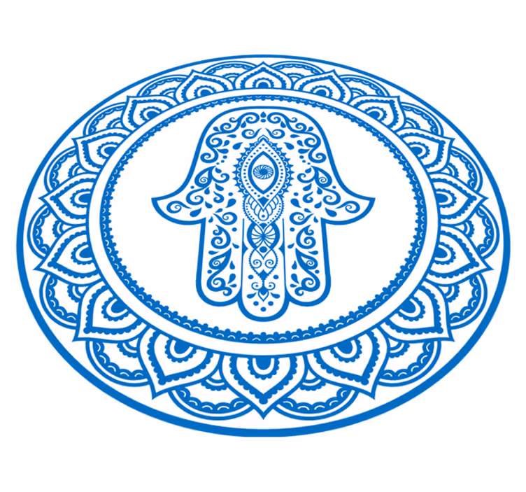Alfombra de vinilo étnica Mano azul y blanca de fatima - TenVinilo