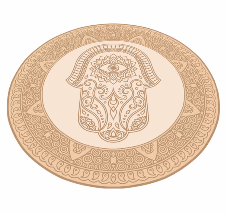 Alfombra de vinilo étnica Mandala beige mano de fatima - TenVinilo