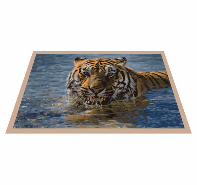 Aflombra vinílica animales tigre en el agua - TenVinilo