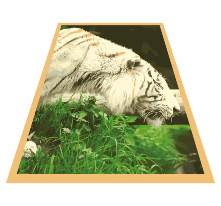 Aflombra vinílica animales gger blanco en la hierba - TenVinilo