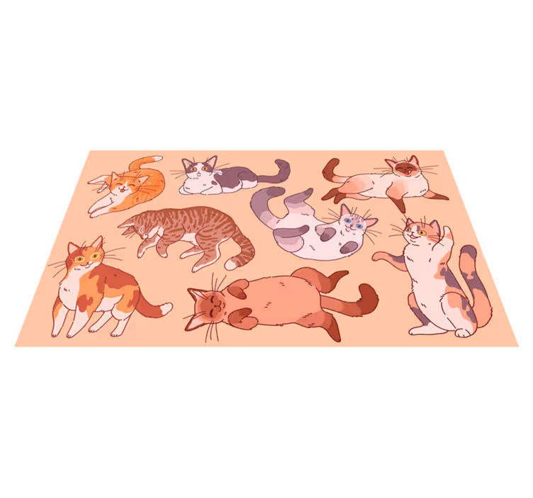 Aflombra vinílica animales ilustraciones de gatos - TenVinilo