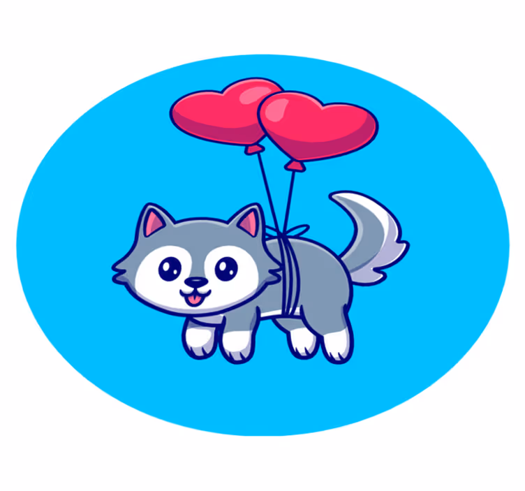 Aflombra vinílica animales bebé lobo con globos - TenVinilo
