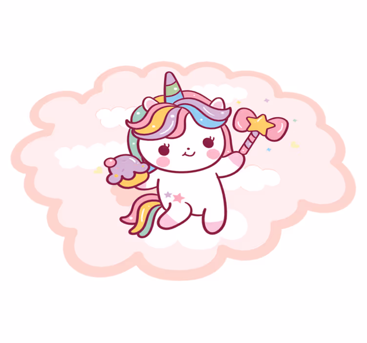 Alfombra vinílica infantil bebé unicornio con varita - TenVinilo