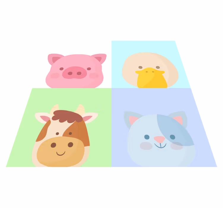 Alfombra vinílica azulejos animales infantiles - TenVinilo