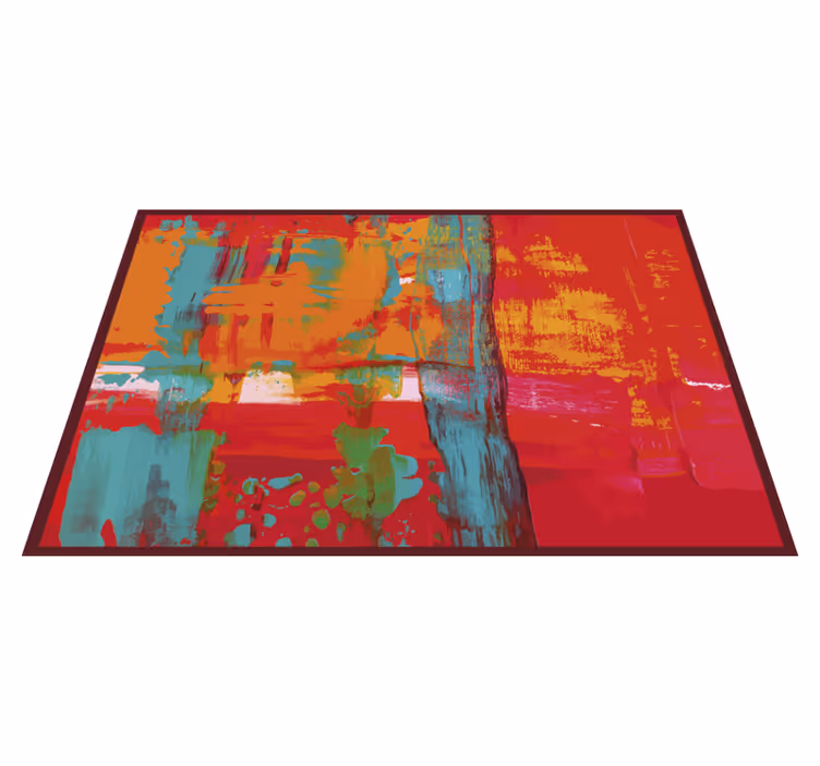 Alfombra vinílica geométrica pinceladas de pintura abstracta - TenVinilo