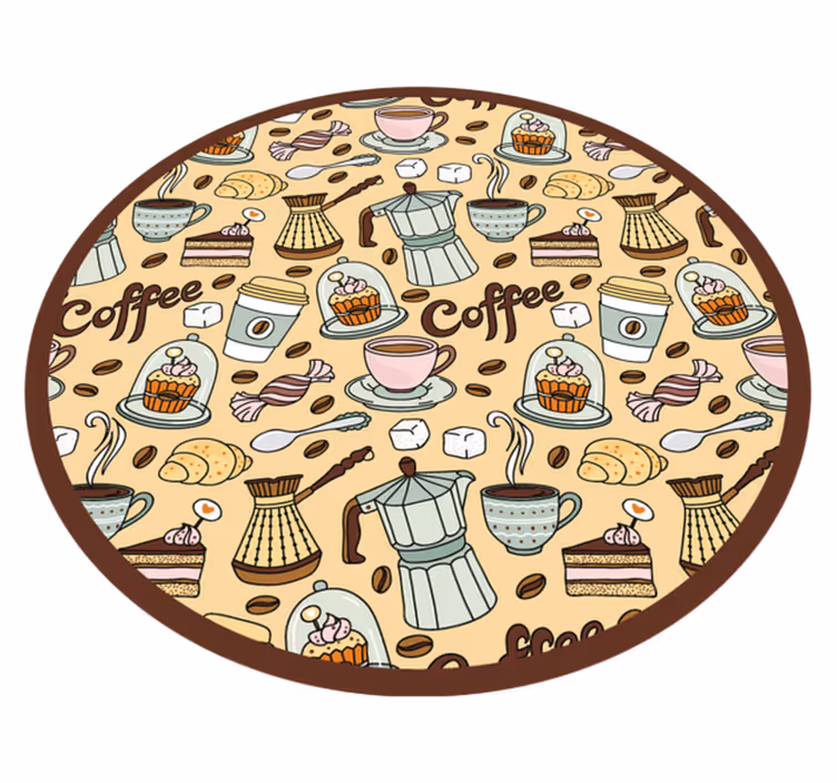Alfombra vinílica cocina diseño de café redondo - TenVinilo