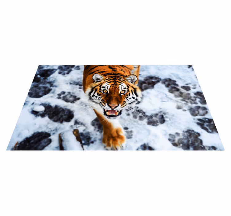 Aflombra vinílica animales postura de tigre feroz - TenVinilo