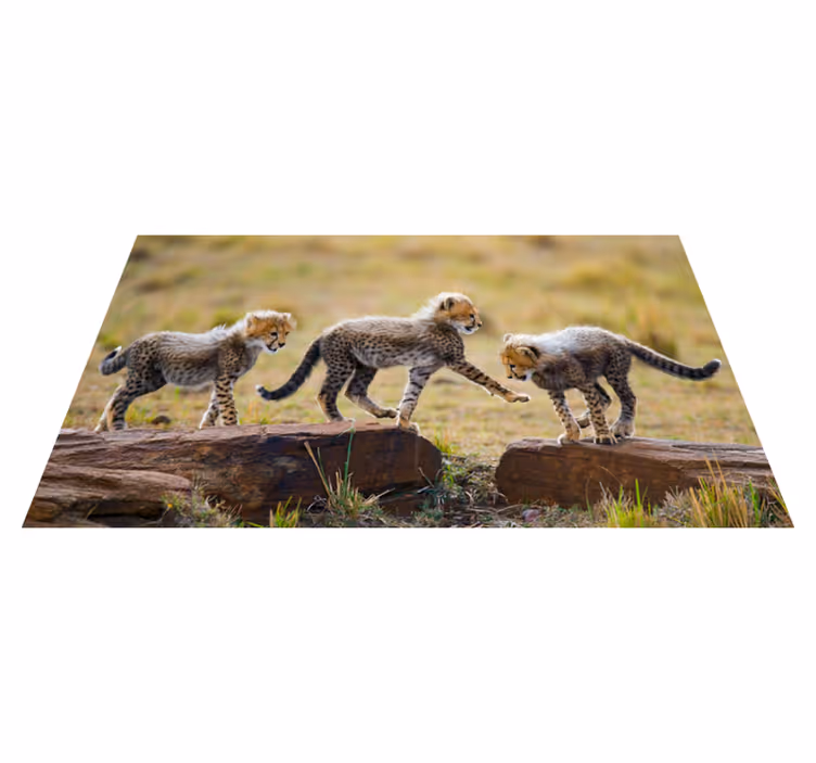 Aflombra vinílica animales aventura de cachorros de guepardo - TenVinilo