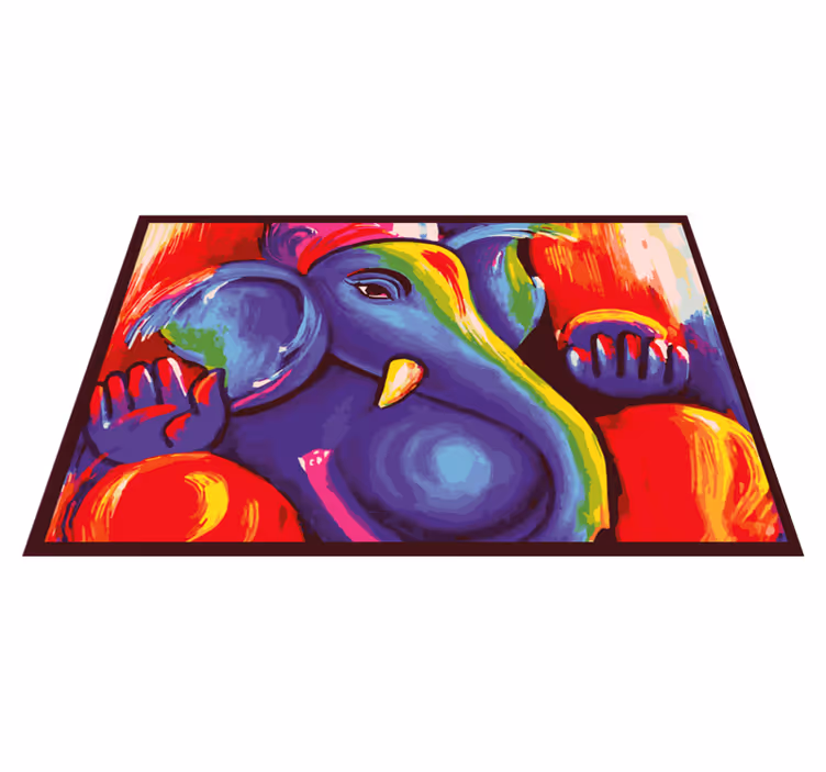 Alfombras vinílicas modernas Elefante de arte moderno colorido - TenVinilo