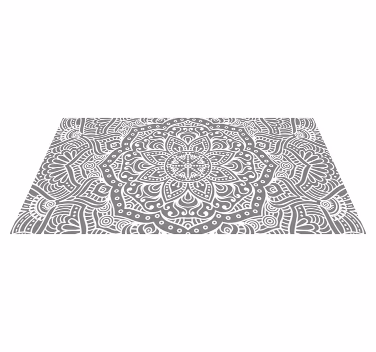 Alfombra vinílica mandala de color gris - TenVinilo