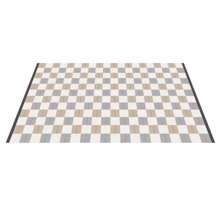 Alfombra vinílica geométrica impresión de ajedrez - TenVinilo