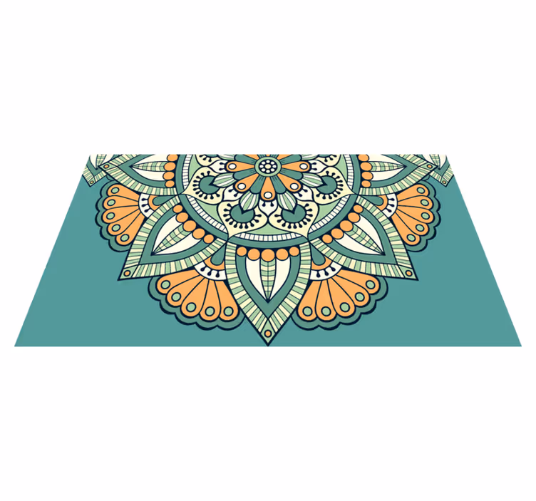 Alfombra vinílica mandala motivo floral a medio tiempo - TenVinilo