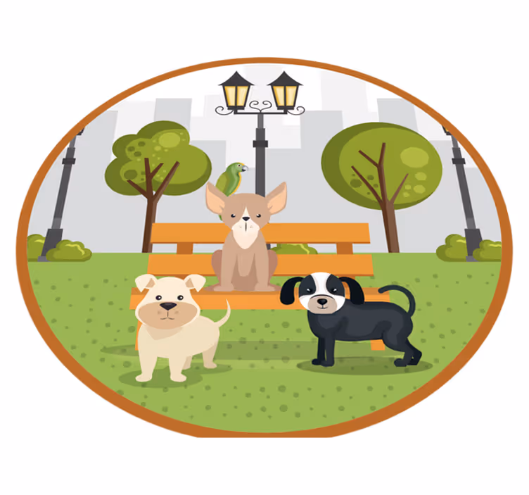 Aflombra vinílica animales perros en el parque - TenVinilo