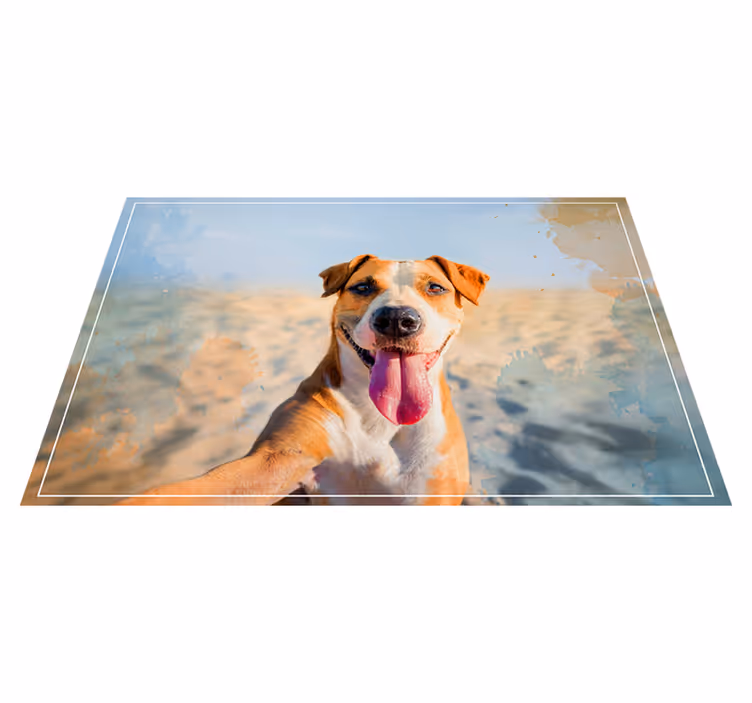 Aflombra vinílica animales retrato canino sonriente - TenVinilo