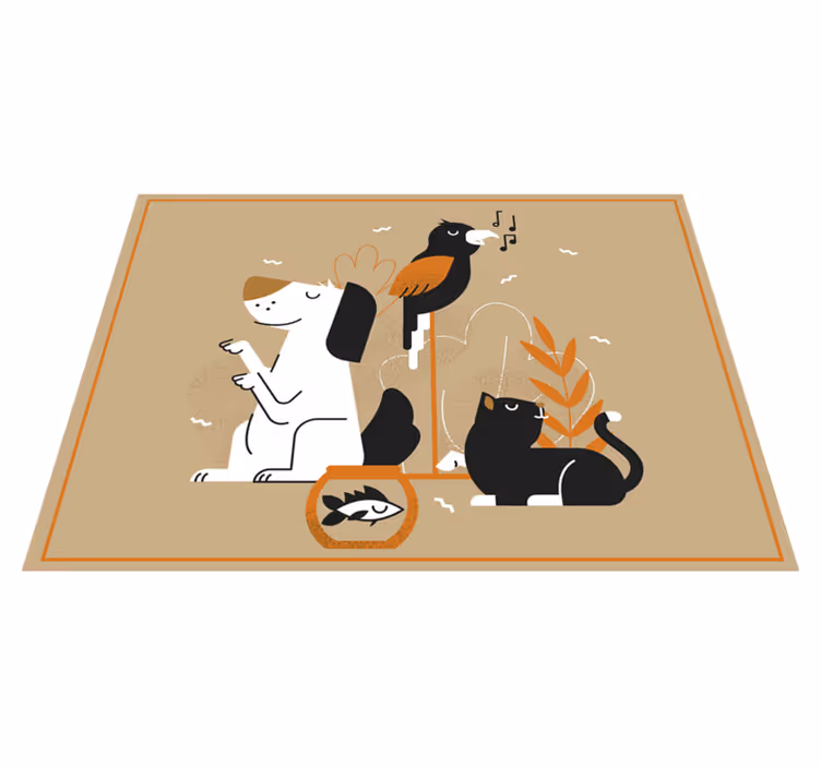 Aflombra vinílica animales ilustración de mascota beige - TenVinilo