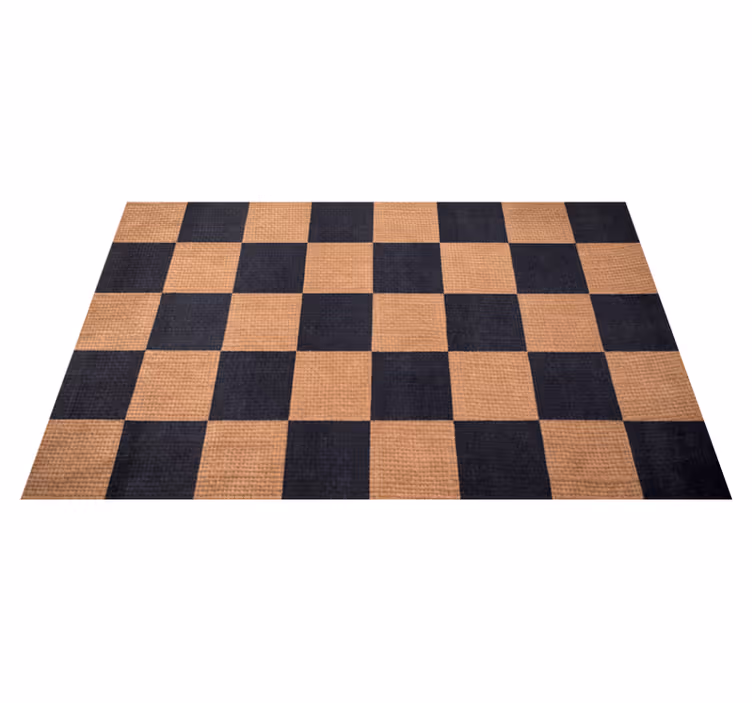 Alfombra vinílica salón cuadros marrones - TenVinilo