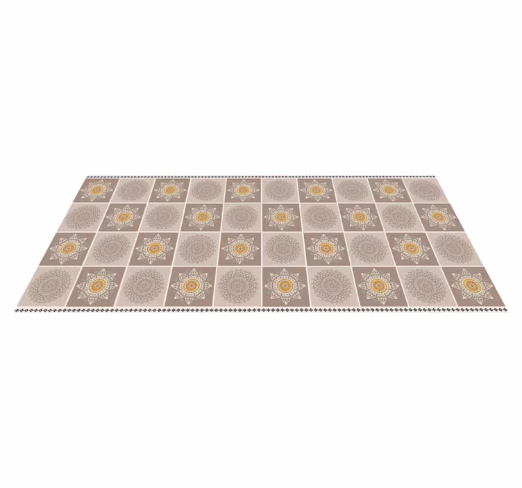 Alfombra vinílica mandala azulejos florales intrincados - TenVinilo
