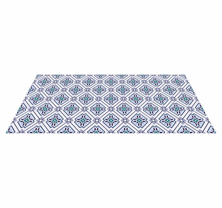 Alfombra vinílica salón diseño de medallón de azulejos - TenVinilo