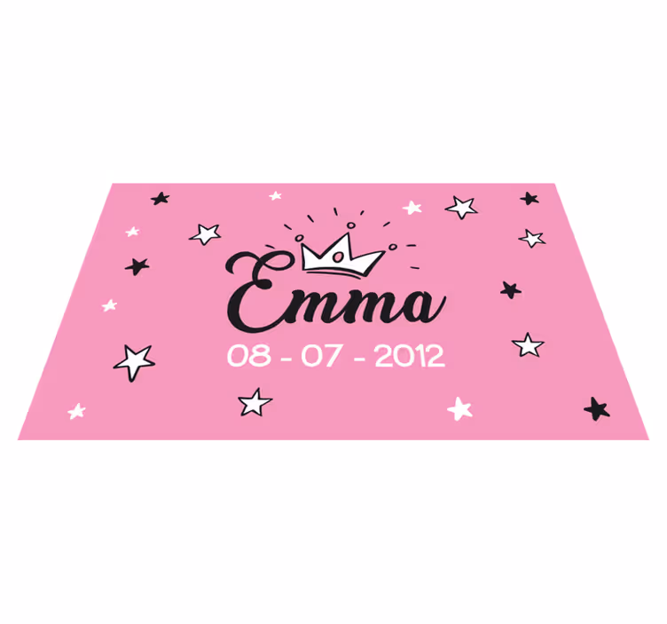 Alfombra vinílica con nombre Princesa rosa bebé con nombre - TenVinilo