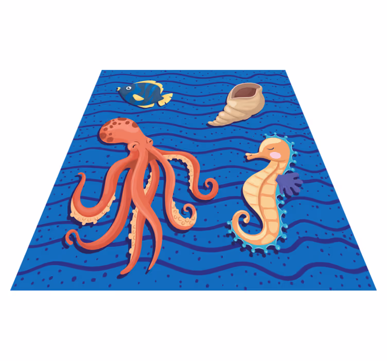 Alfombra vinílica infantil animales marinos juguetones - TenVinilo