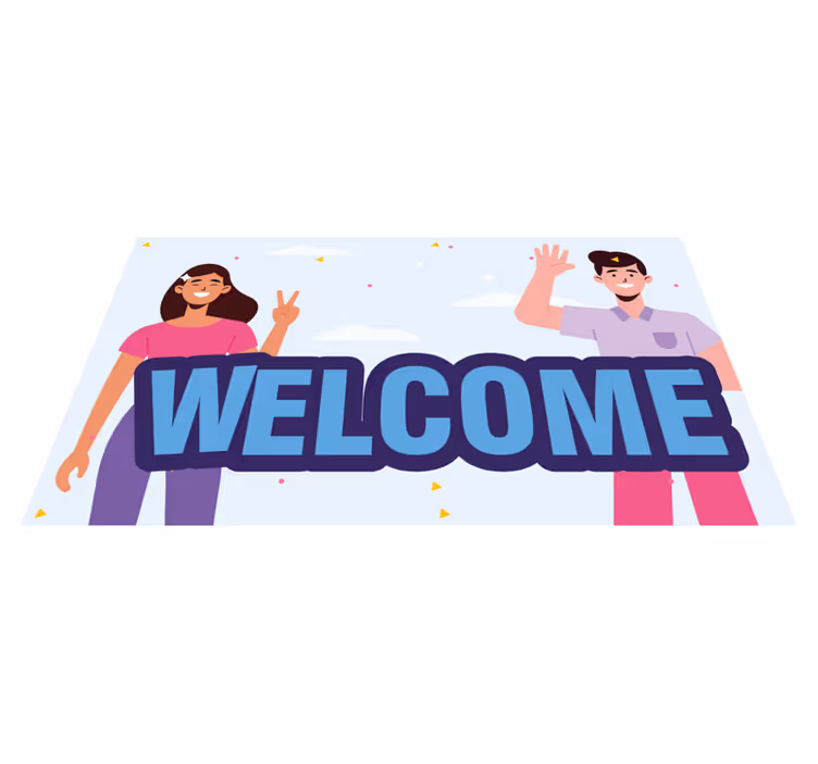 Alfombra vinílica recibidor saludos de bienvenida - TenVinilo