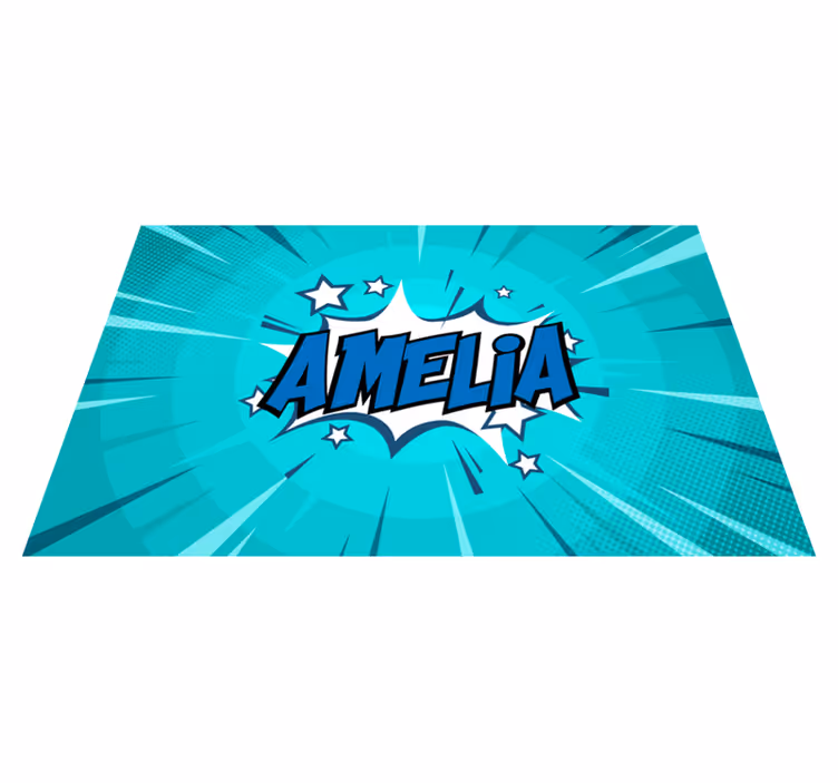 Alfombra vinílica juvenil nombre de estilo cómico - TenVinilo