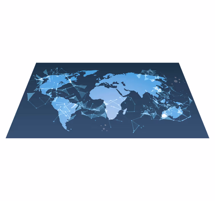 Alfombra vinilo comedor Mapa del mundo azul neón - TenVinilo