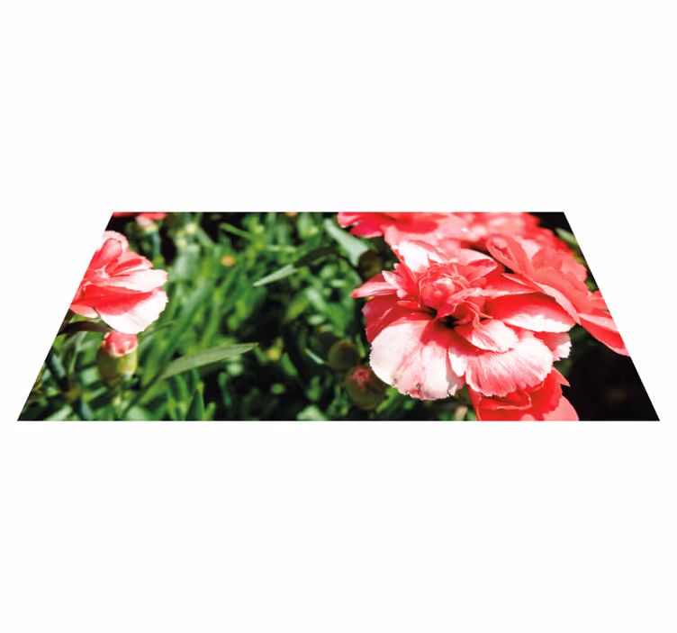 Alfombra vinílica flores rosas y césped - TenVinilo