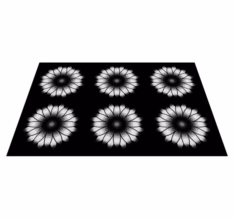 Alfombra vinílica flores inspiración en blanco y negro - TenVinilo