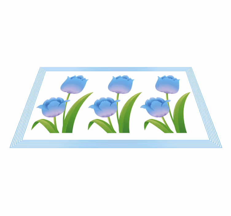 Alfombra vinílica flores exhibición de tulipanes azules - TenVinilo