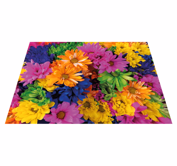 Alfombra vinílica flores colorida exhibición floral - TenVinilo