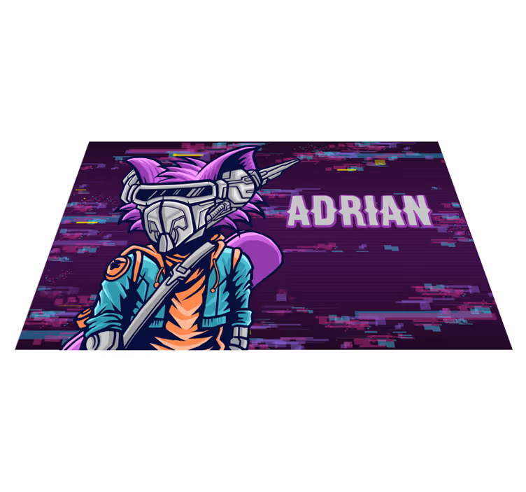 Alfombra vinílica juvenil personaje futurista personalizado - TenVinilo