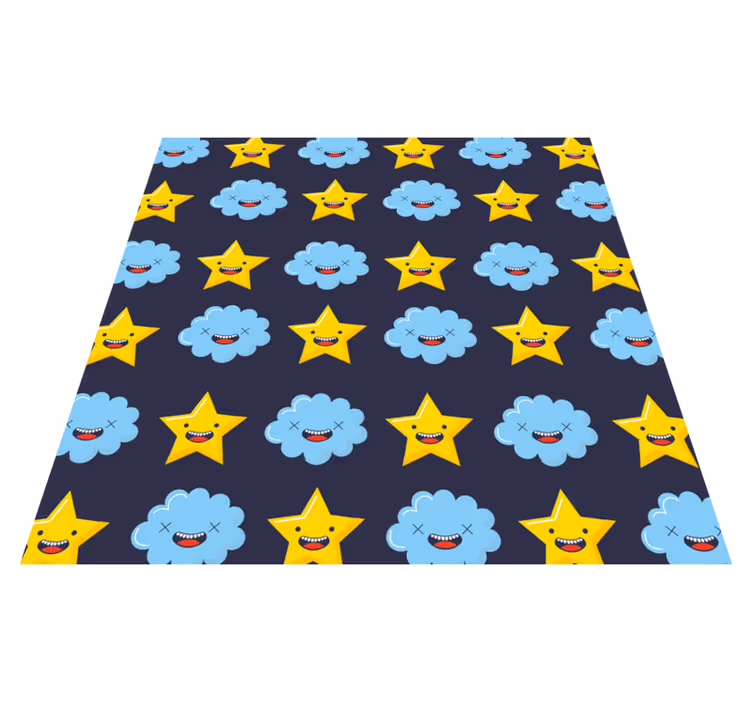 Alfombra vinílica de estrellas nubes de astros risueños - TenVinilo