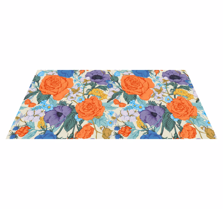 Alfombra vinílica flores composición floral vibrante - TenVinilo