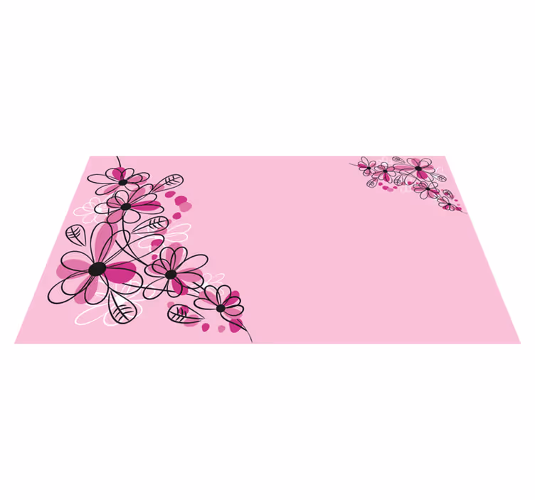 Alfombra vinílica flores dije floral rosa - TenVinilo