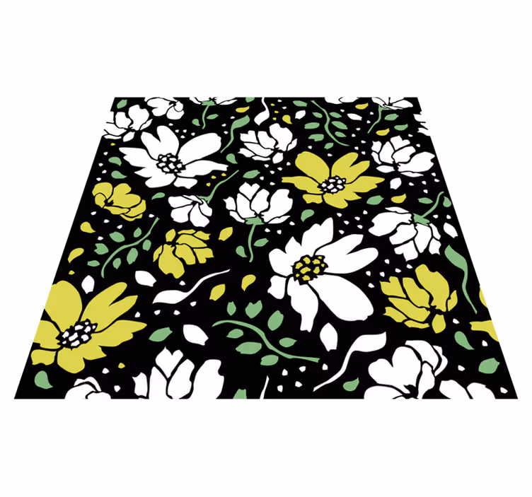 Alfombra vinílica flores patrón floral llamativo - TenVinilo